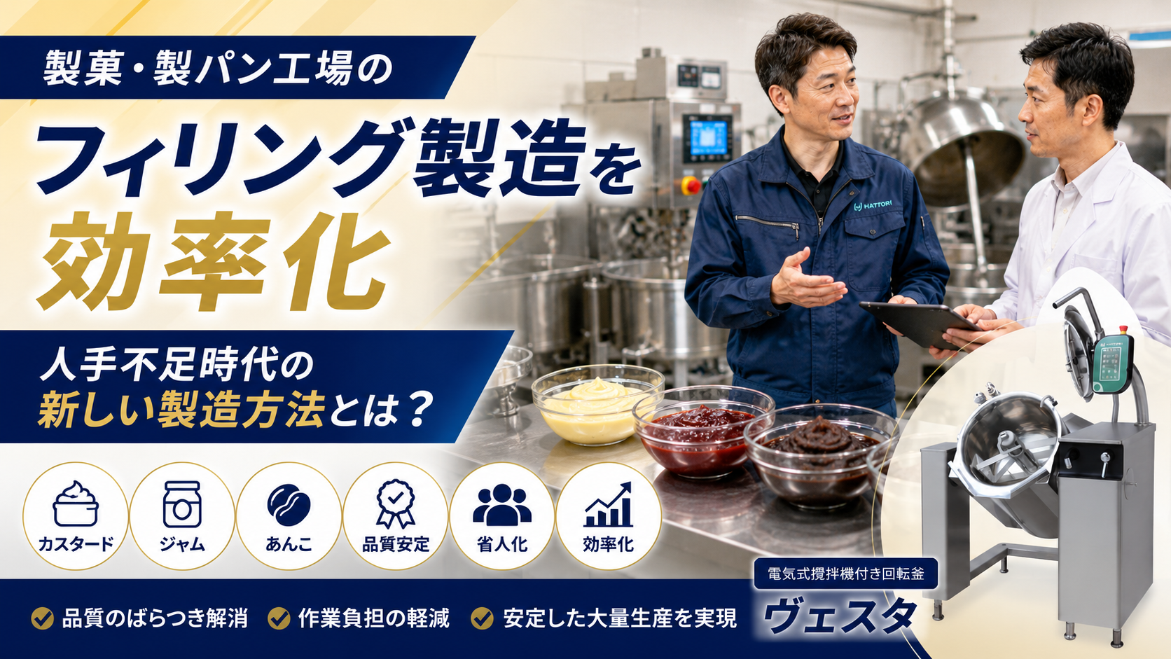 製菓・製パン工場のフィリング製造を効率化 ~人手不足時代の新しい製造方法とは?~